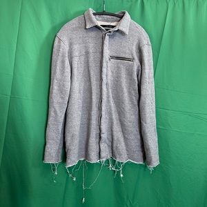 PYER MOSS snap button raw hem sweatshirt jacket